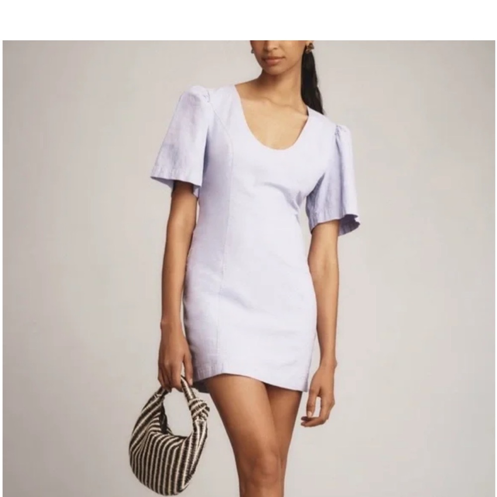 Anthropologie Maeve Puff-sleeve, Back-cutout, Mini Dress (NWT)